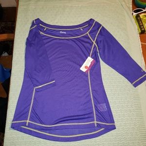 3/4 Sleeve Top Orchid Purple w/Yellow Stitching‎